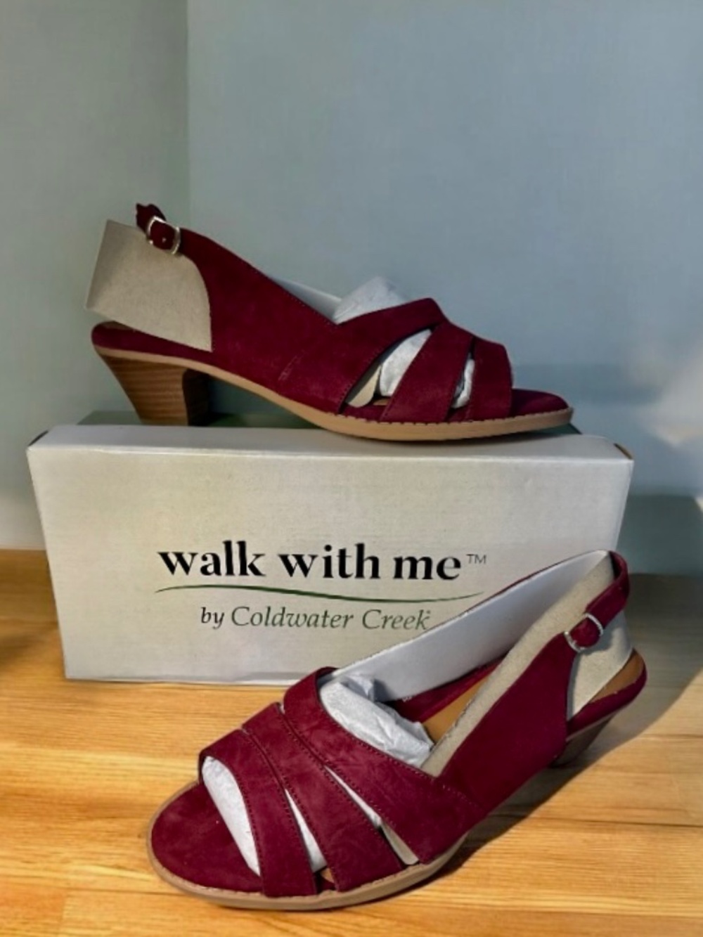 Burgundy Suede Slingback Shoes - Walk With Me by Coldwater Creek 9.5M